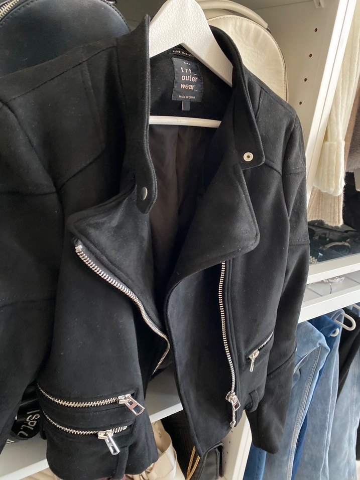 Zara Siyah süet Biker Ceket - Görsel 3