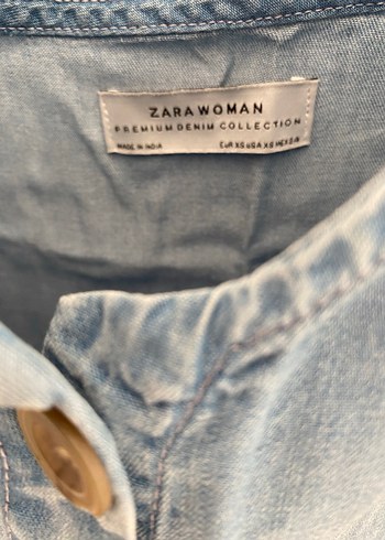 Zara Mavi Düğmeli Midi Denim Elbise - Görsel 3