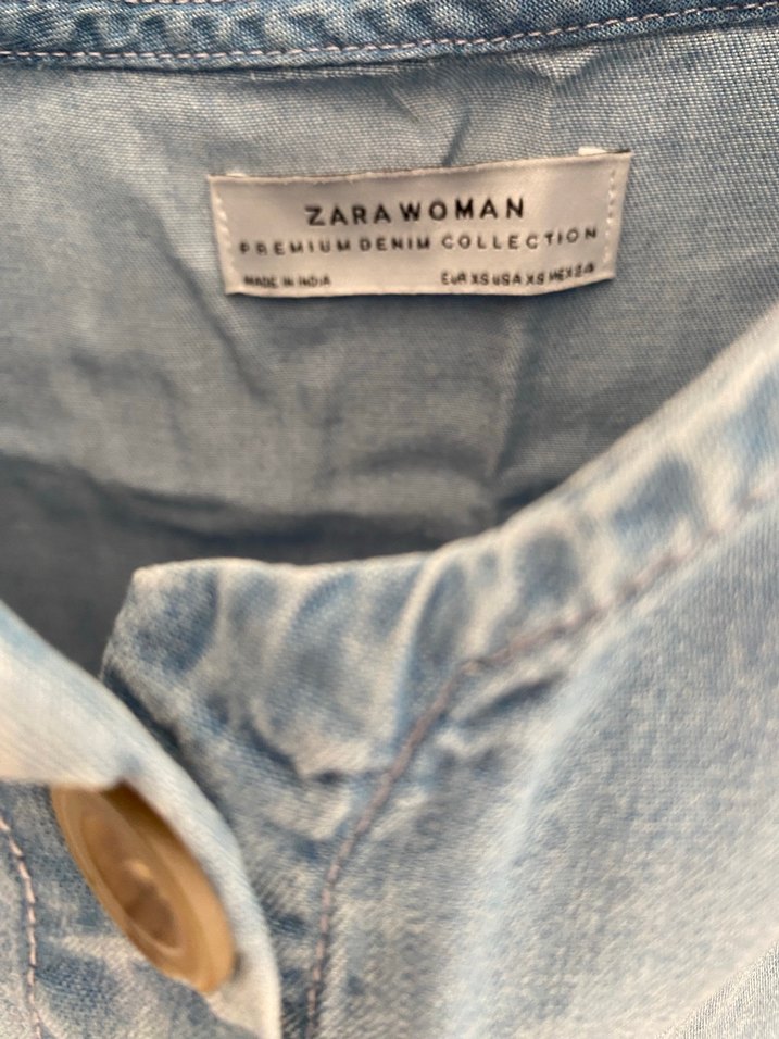 Zara Mavi Düğmeli Midi Denim Elbise - Görsel 3