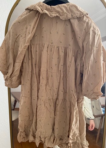 Zara Nakışlı Bohem Hamile Krem elbise - Görsel 6