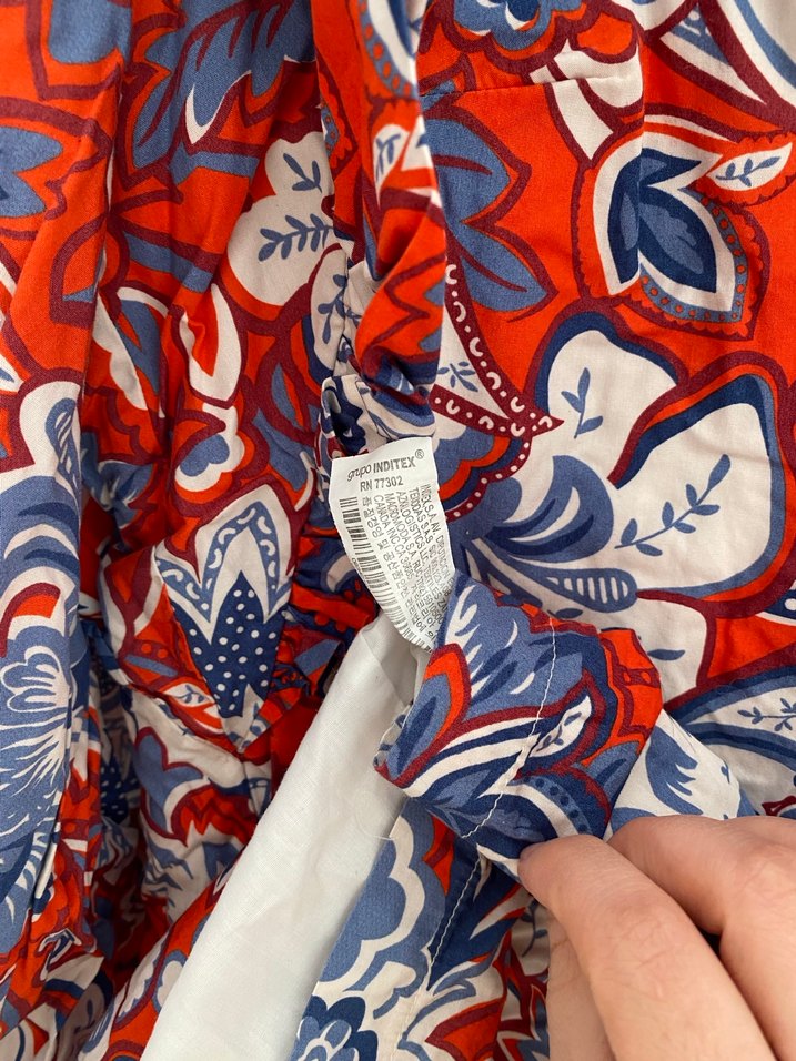 Zara Kırmızı Renkli Bohem Kısa Kol V Yaka elbise - Görsel 4