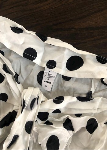 Puantiye Desenli Uzun Drapeli Kadın Etek - Görsel 2