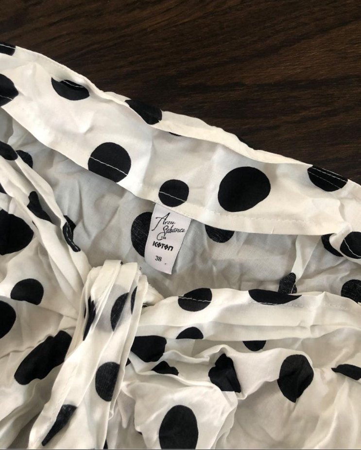 Puantiye Desenli Uzun Drapeli Kadın Etek - Görsel 2