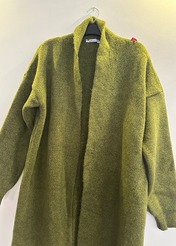 Yeşil Yünlü Örgü Kadın Hırka - Görsel 2