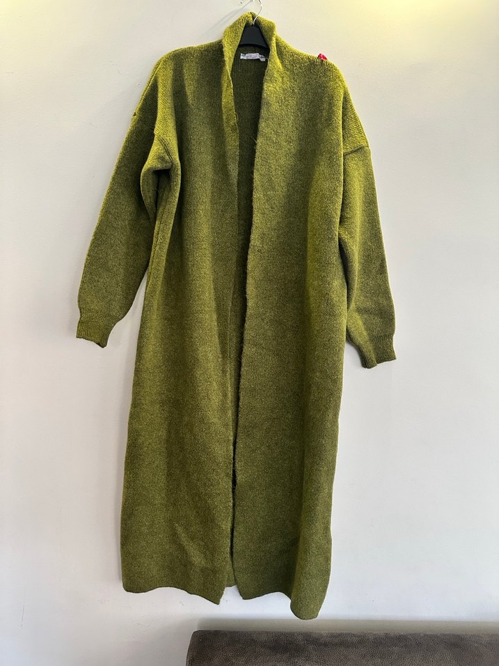 Yeşil Yünlü Örgü Kadın Hırka - Görsel 3