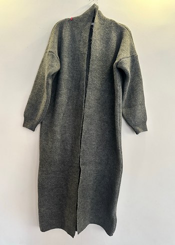 Siyah Yün Dokuma Uzun Kadın Hırka - Görsel 3