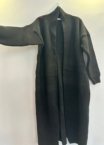 Siyah Yün Dokuma Uzun Kadın Hırka - Görsel 2