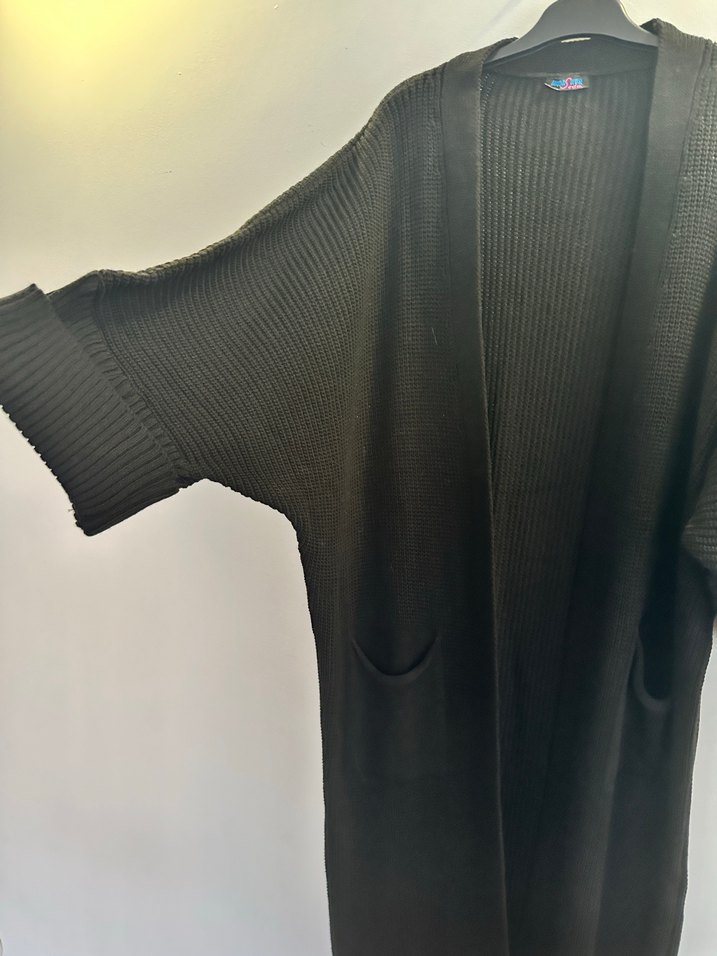 Siyah Uzun Triko Kadın Hırka - Görsel 2