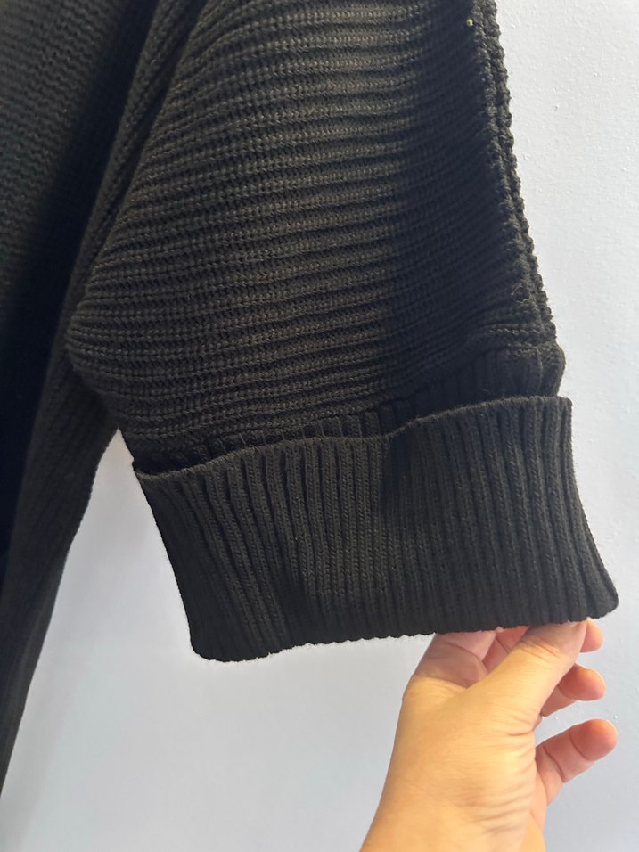 Siyah Uzun Triko Kadın Hırka - Görsel 3