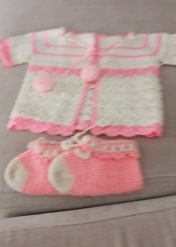 Vintage Nakışlı Pembe Kız Hırkası - Görsel 3