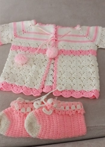 Vintage Nakışlı Pembe Kız Hırkası - Görsel 6