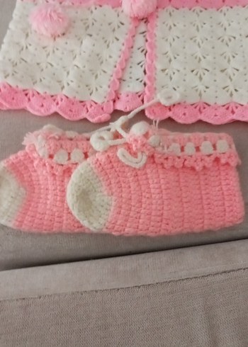 Vintage Nakışlı Pembe Kız Hırkası - Görsel 7