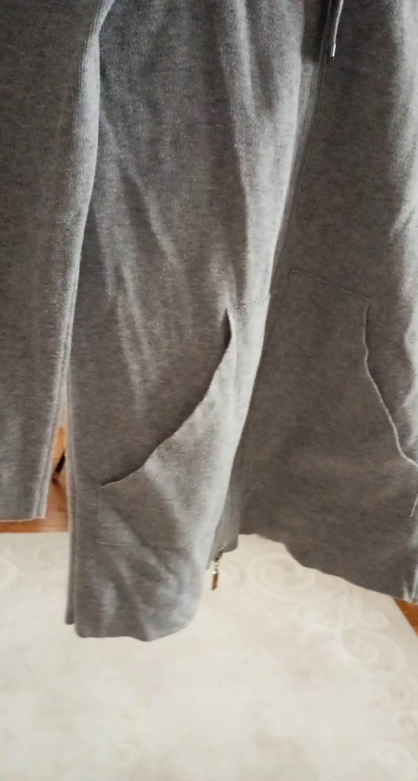 Gri Triko Hırka Fermuarlı Uzun Kollu KAPŞONLU. - Görsel 5