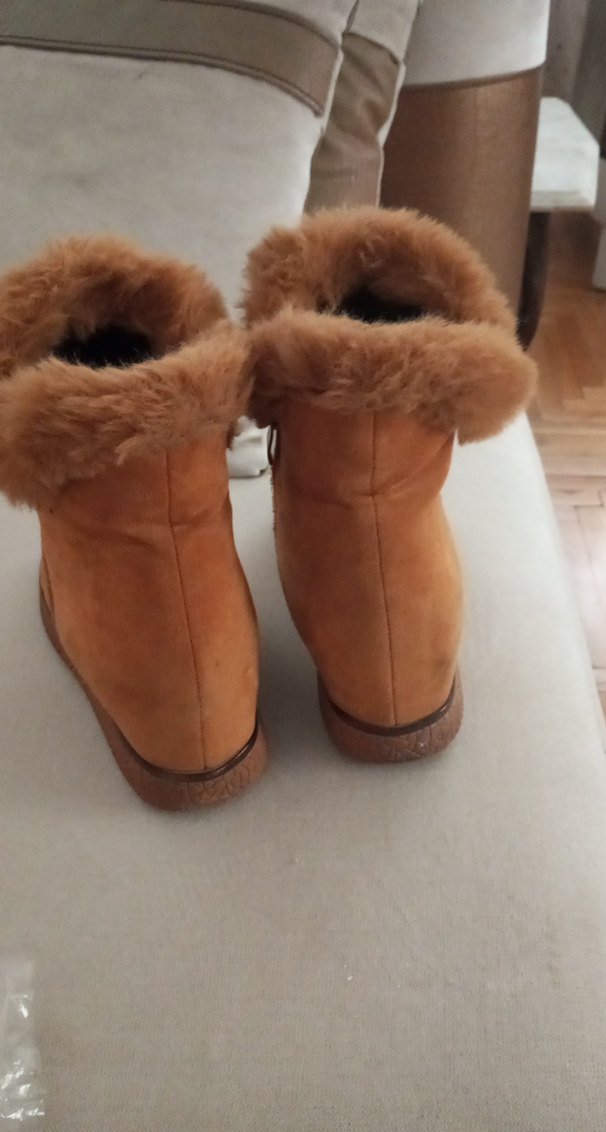 Bej Süet Kürk Detaylı Kadın Dolgu Topuk Bot - Görsel 4