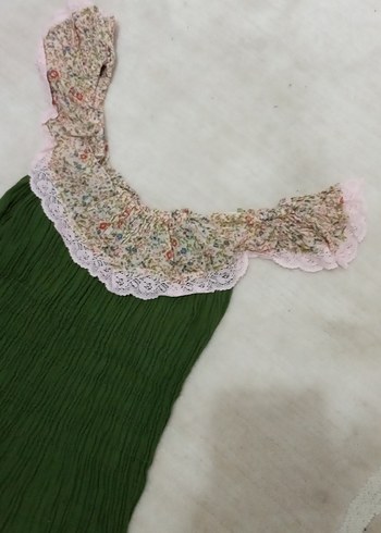 Bohem Çok Renkli Şile bezi elbise astarlı . - Görsel 3