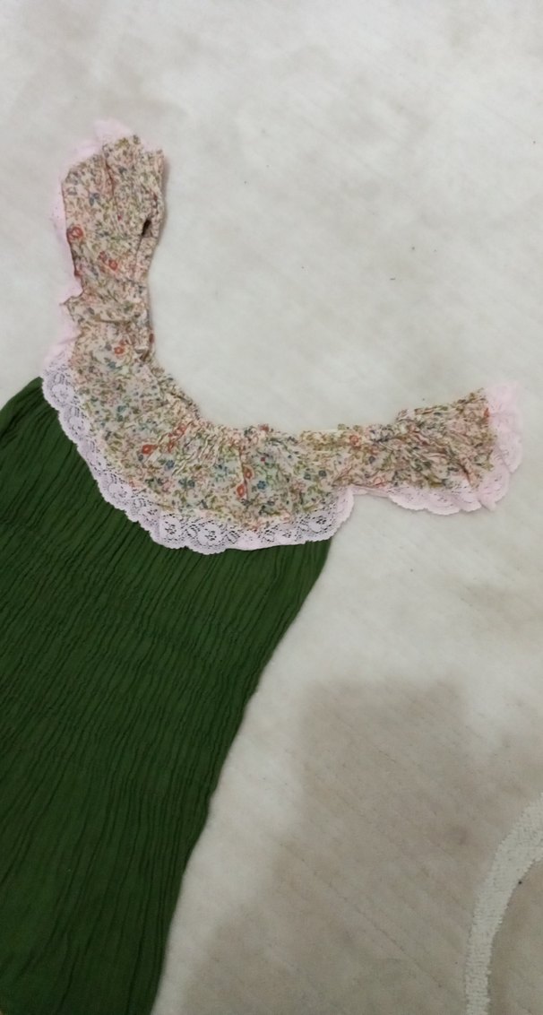 Bohem Çok Renkli Şile bezi elbise astarlı . - Görsel 3