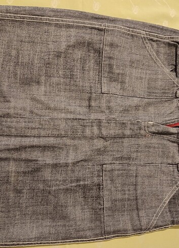 İki Taraflı Giyilebilen Koyu-Açık Gri Kot Etek - Görsel 5