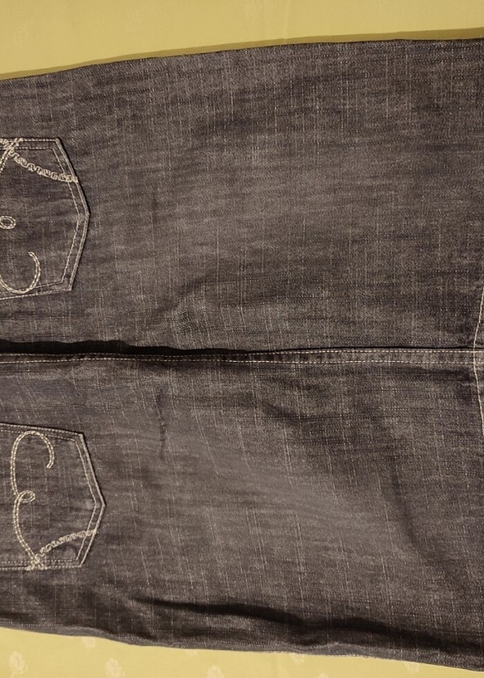 İki Taraflı Giyilebilen Koyu-Açık Gri Kot Etek - Görsel 2