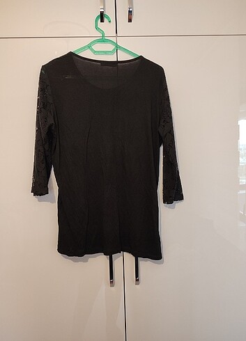 Siyah Dantelli Uzun Kollu Şık Bluz - Görsel 5
