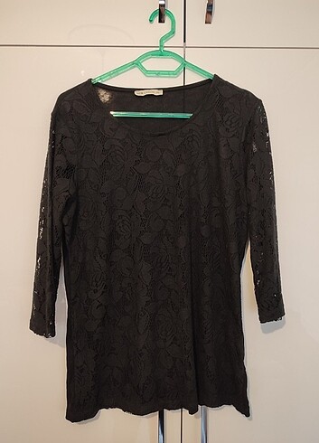 Siyah Dantelli Uzun Kollu Şık Bluz - Görsel 6