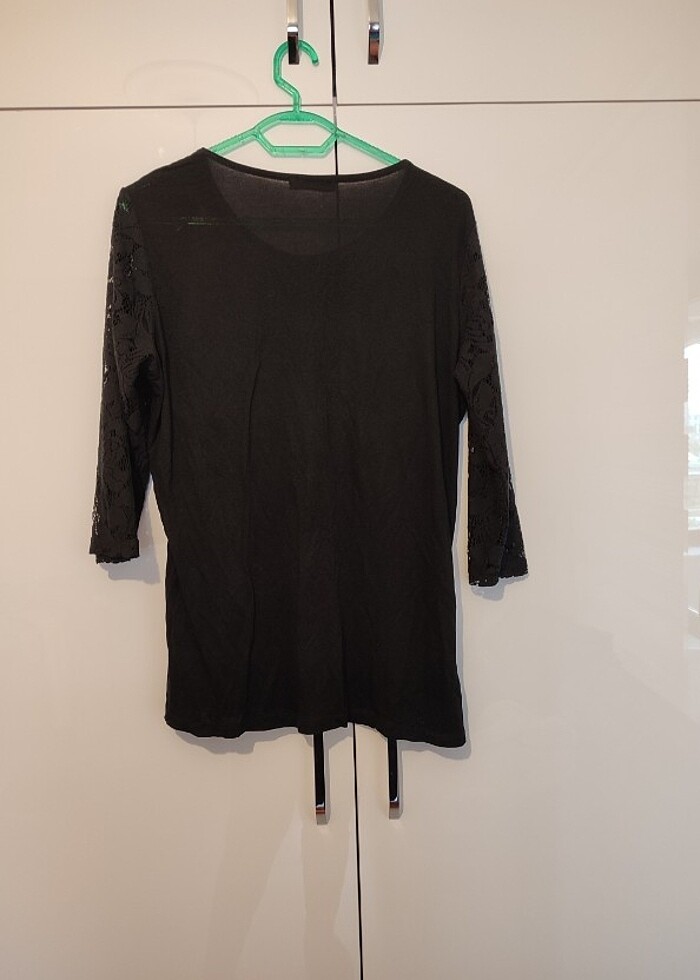 Siyah Dantelli Uzun Kollu Şık Bluz - Görsel 5