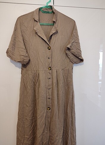 Diz Altı Yakalı Gömlek Elbise - Görsel 7