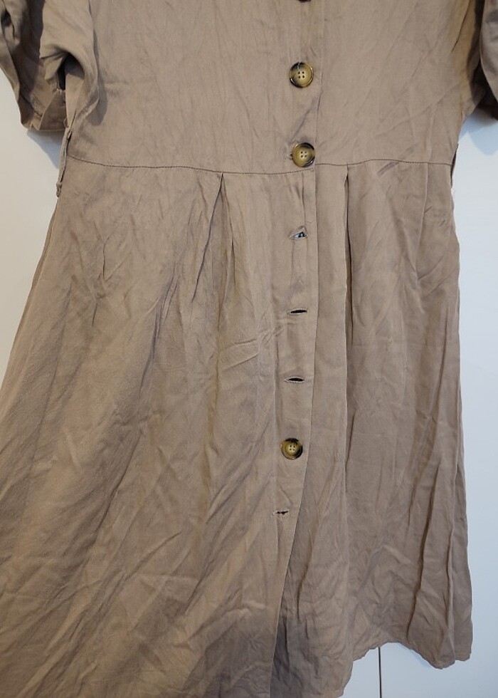 Diz Altı Yakalı Gömlek Elbise - Görsel 3