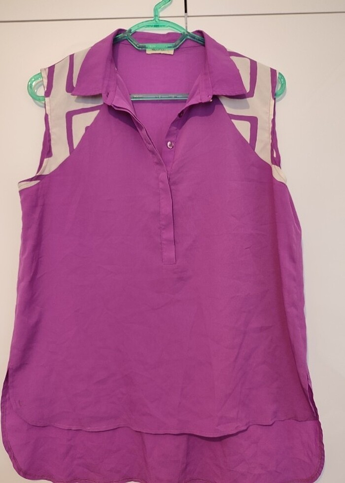 Kolsuz Şık Yakalı Pembe / Fuşya Bluz - Görsel 4