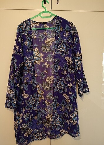 Çiçekli Mor Şık Tül Kimono  - Görsel 6