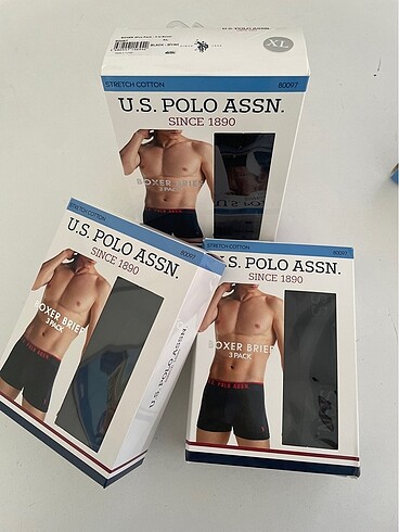U.S. Polo Assn. Erkek Siyah 3 Lü Boxer