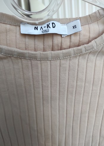 xs Beden Bej Triko Uzun Kollu Kadın Crop