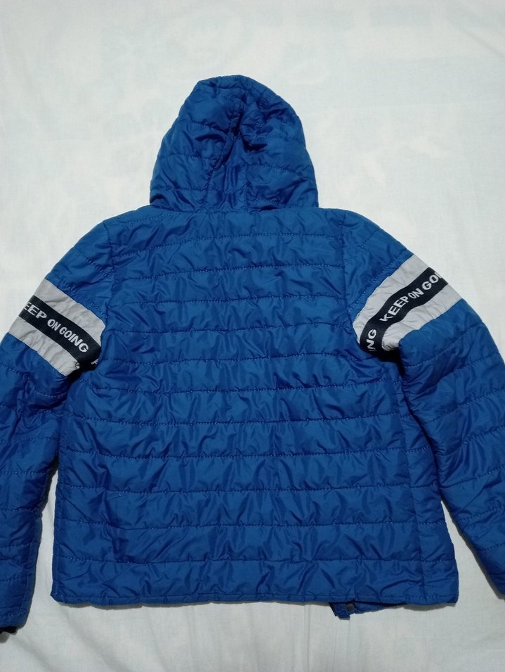 Kapüşonlu Mavi Erkek Çocuk Mont - Görsel 2