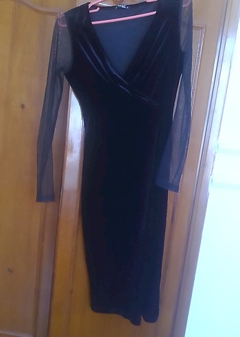 Siyah Uzun Kadın V Yaka Gotik Elbise