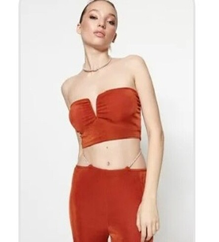 TARÇIN CROP ÖRME BLUZ