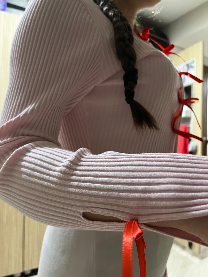 Pembe İnce Triko crop - Görsel 3