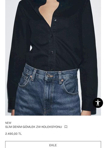 Zara Zara Siyah Denim Gömlek