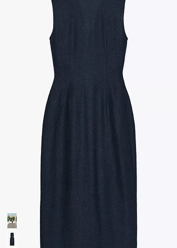 Zara Lacivert V Yaka Uzun Elbise - Görsel 5