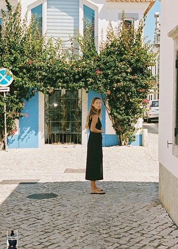 Zara Lacivert V Yaka Uzun Elbise - Görsel 3