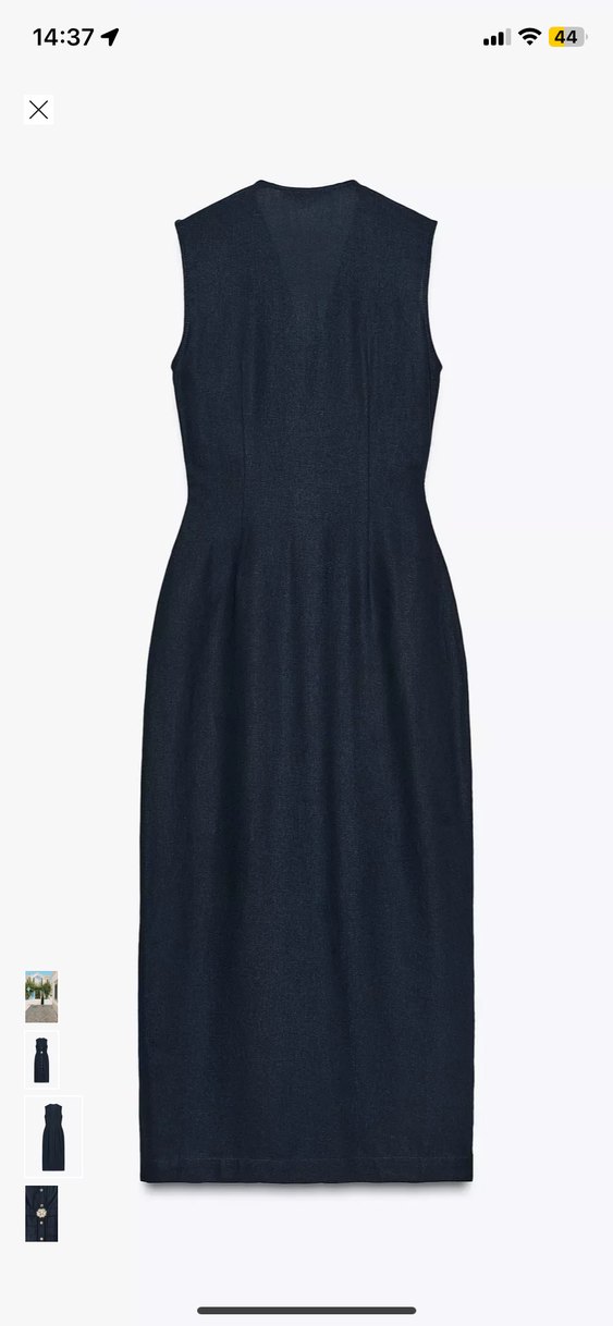 Zara Lacivert V Yaka Uzun Elbise - Görsel 5