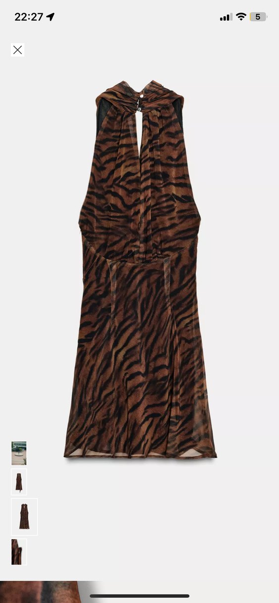 Zara Kahverengi Zebra Desenli Mini Elbise - Görsel 2