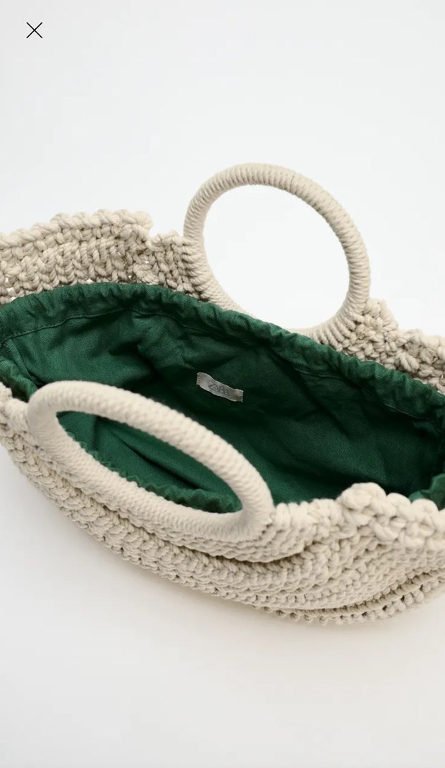 Zara Bohem Örgü Kadın Çanta Gri-Beyaz - Görsel 4