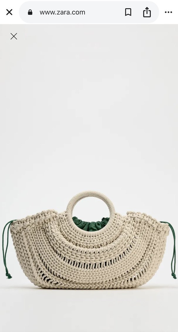 Zara Bohem Örgü Kadın Çanta Gri-Beyaz - Görsel 2