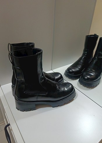 39 Beden siyah Renk Siyah Deri Platform Topuklu Gotik Kadın Bot