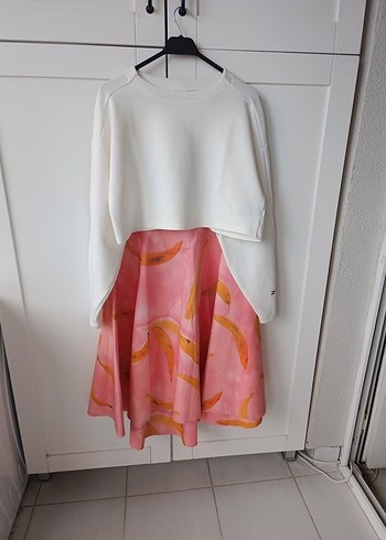 Pembe Desenli Midi Hamile Etek - Görsel 2