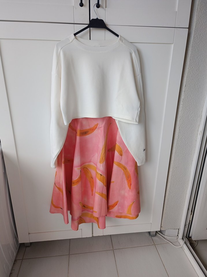 Pembe Desenli Midi Hamile Etek - Görsel 2