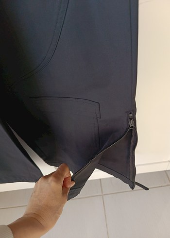 Gri Kadın Bol Kesim Kemerli Midi Kot Pantolon - Görsel 6