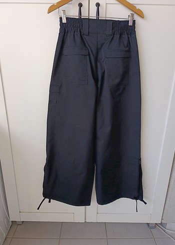 Gri Kadın Bol Kesim Kemerli Midi Kot Pantolon - Görsel 7