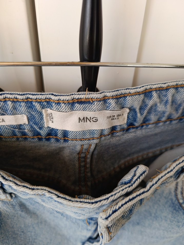 Bej Gri Bağlama Desenli Kadın Denim Pantolon - Görsel 4