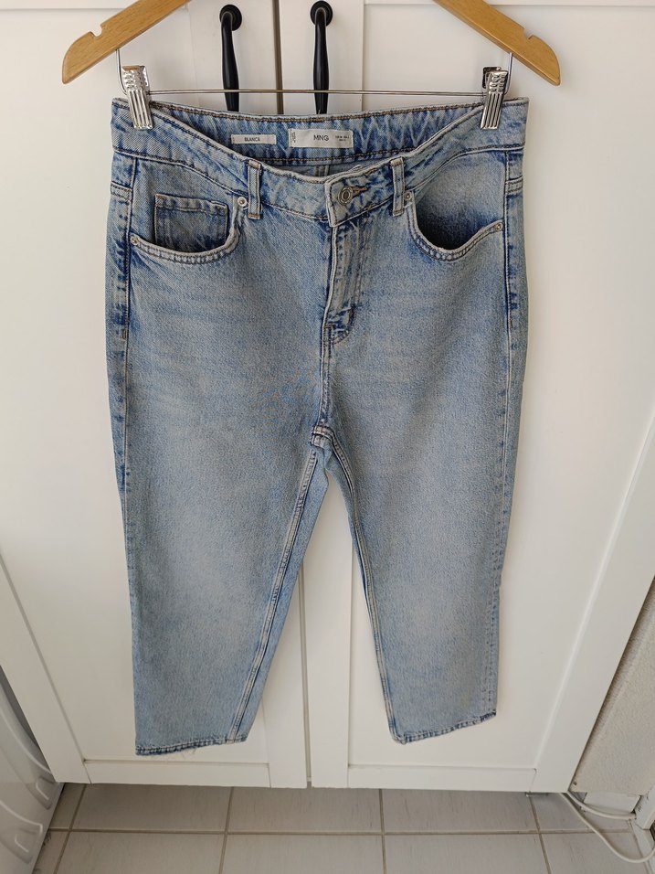 Bej Gri Bağlama Desenli Kadın Denim Pantolon - Görsel 5