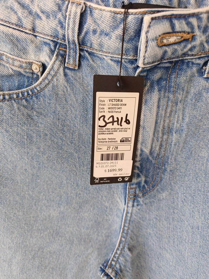 Kadın Midi Mavi Denim Pantolon - Görsel 4
